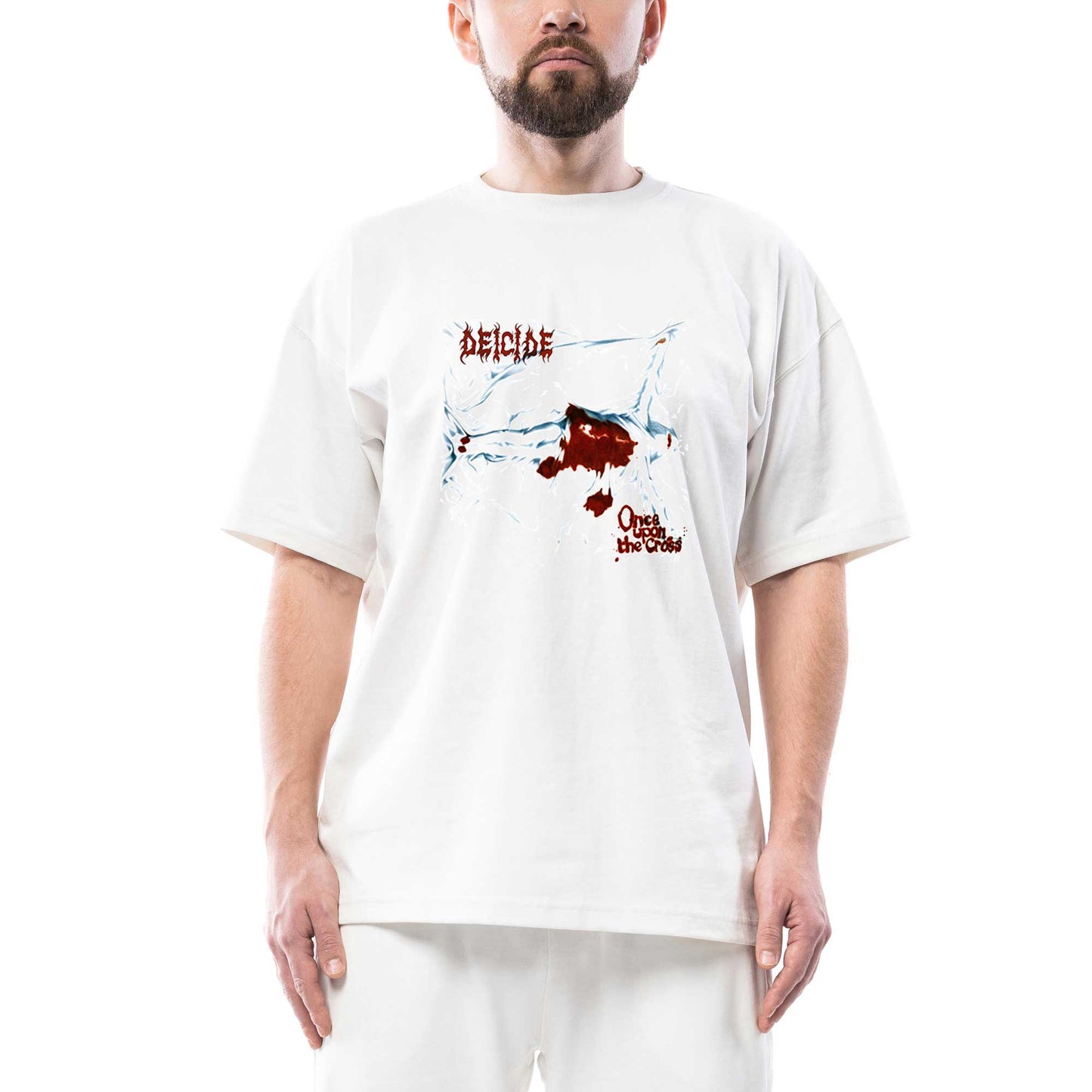 Deicide Once Upon the Cross Oversize Beyaz Tişört