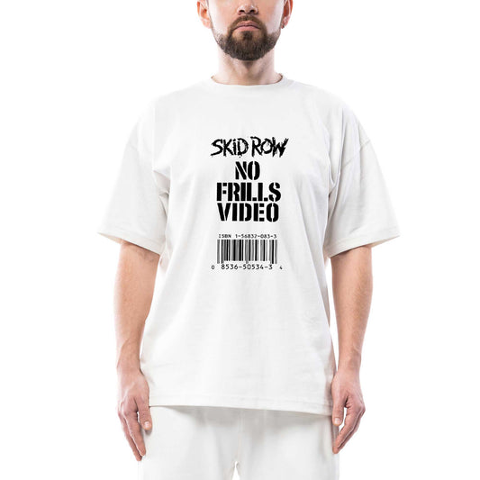 Skid Row No Frills Video Oversize Beyaz Tişört