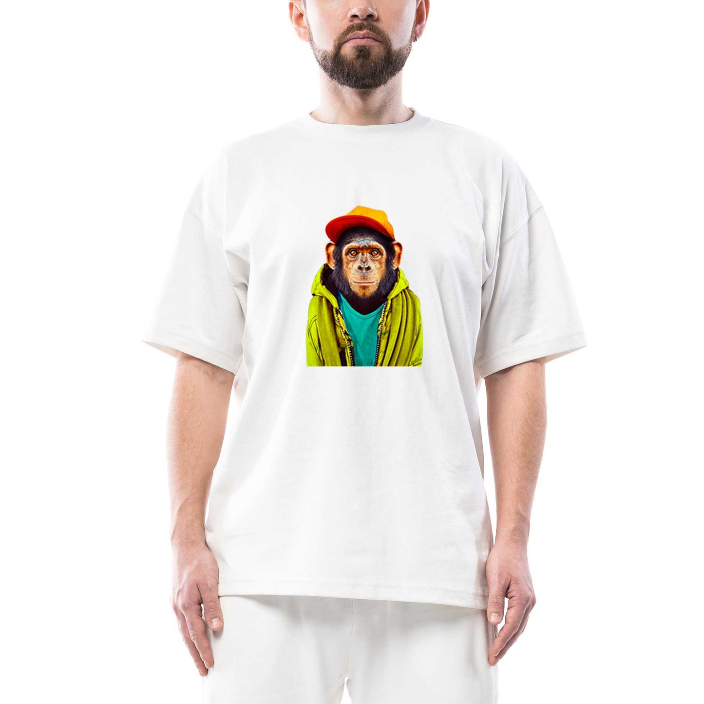 The Monkey Oversize Beyaz Tişört
