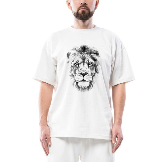 LIron Face beyaz oversize tişört