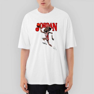 Michael Jordan Caricature Oversize Beyaz Tişört
