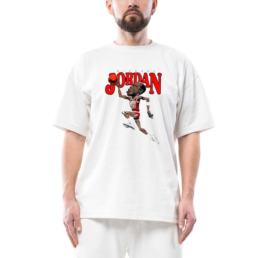 Michael Jordan Caricature Oversize Beyaz Tişört