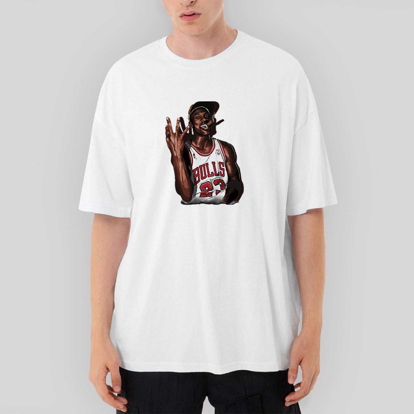 Micheal Jordan Bulls 23 Oversize Beyaz Tişört