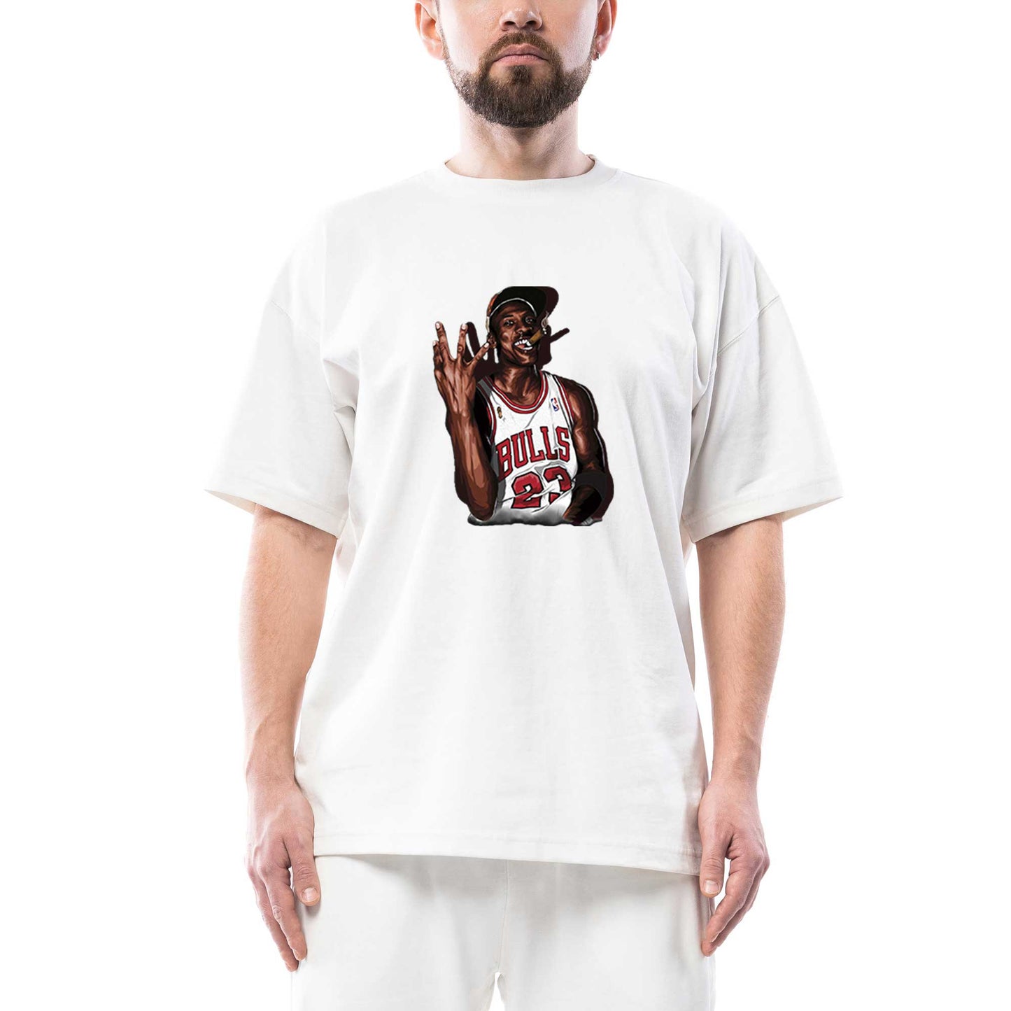 Micheal Jordan Bulls 23 Oversize Beyaz Tişört