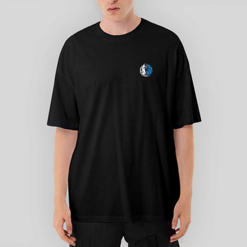 Dallas Mavericks Logo Oversize Siyah Tişört