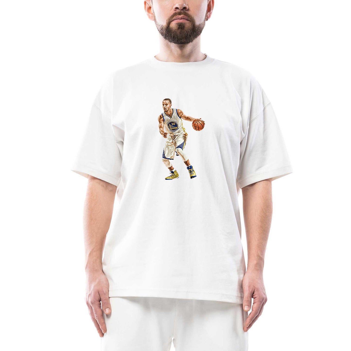 Stephen Curry Siluet Oversize Beyaz Tişört