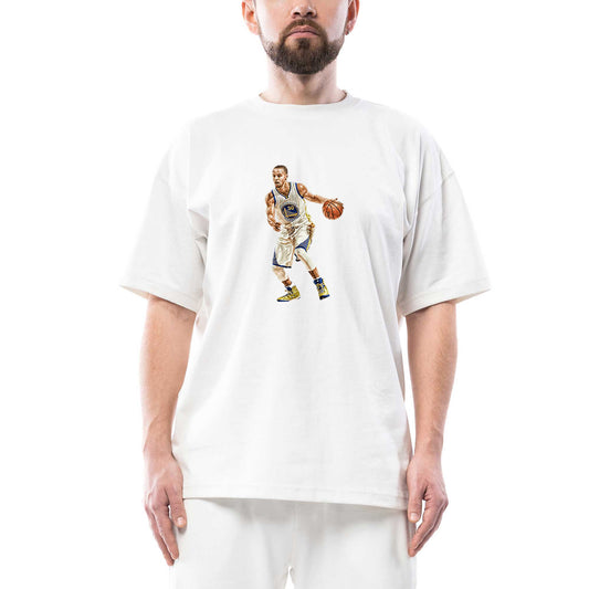 İndirimli Stephen Curry Siluet Oversize Beyaz Tişört