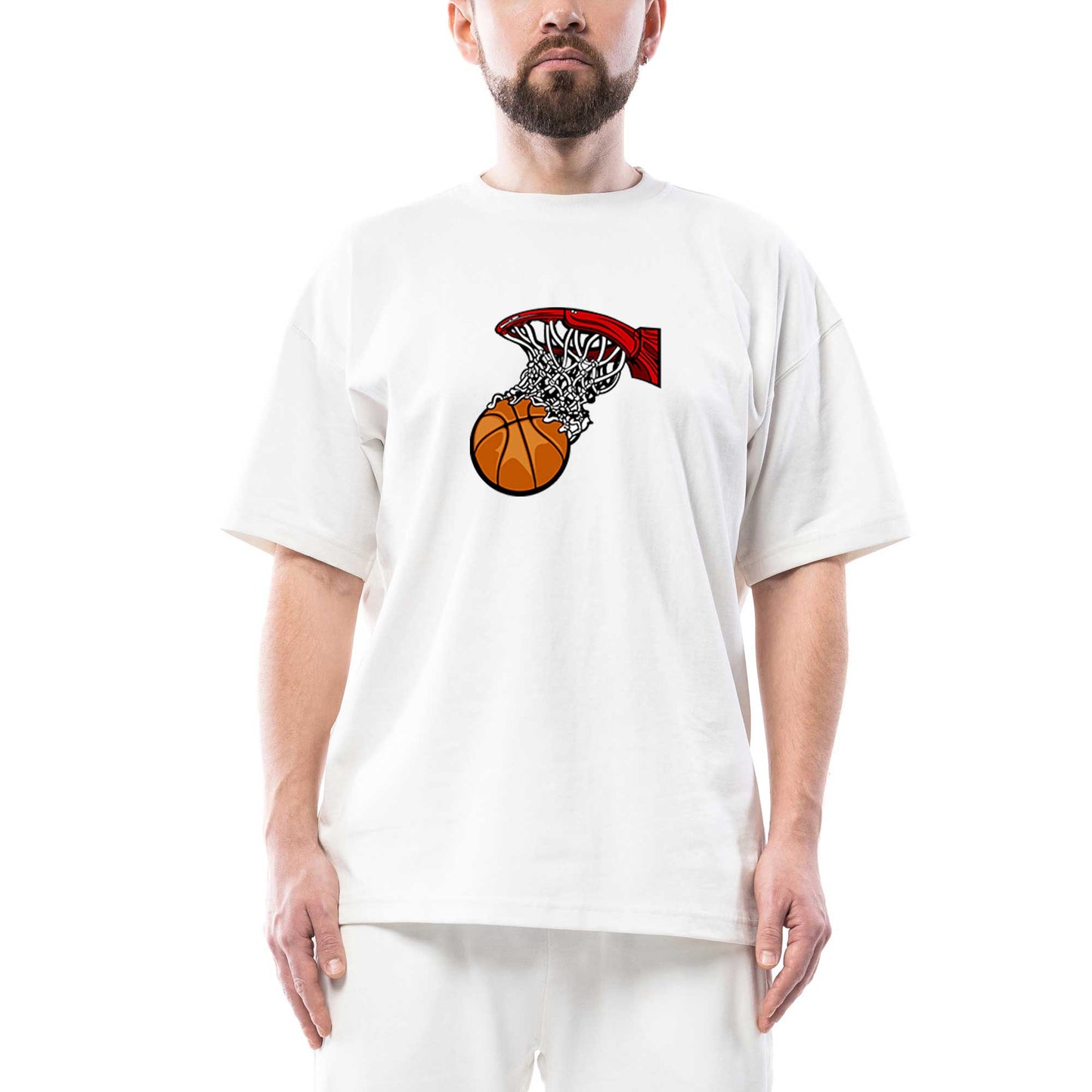 Basketball Hoop Oversize Beyaz Tişört