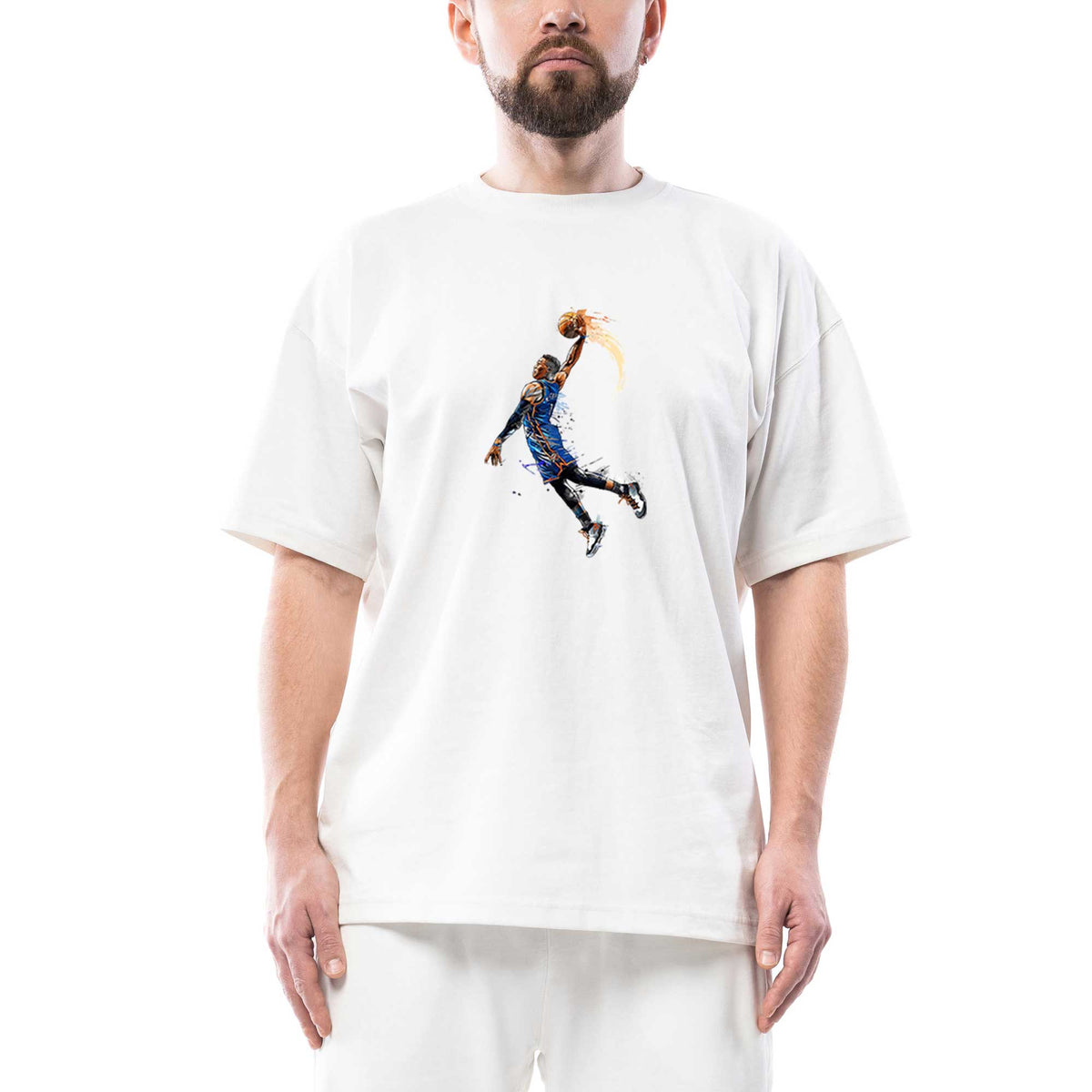 OKC Russell Westbrook beyaz oversize tişört