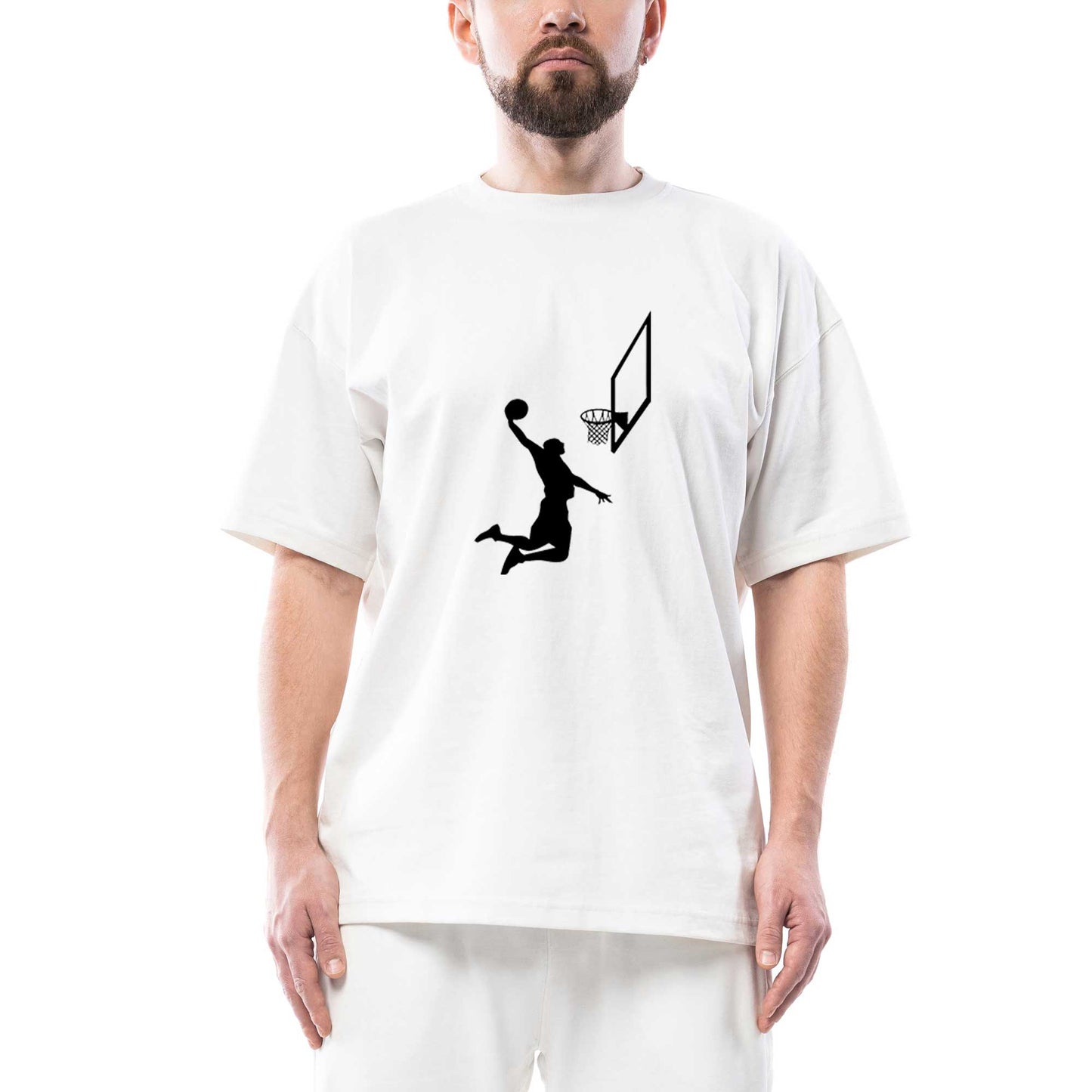 Basketball Smack Silhouette Oversize Beyaz Tişört