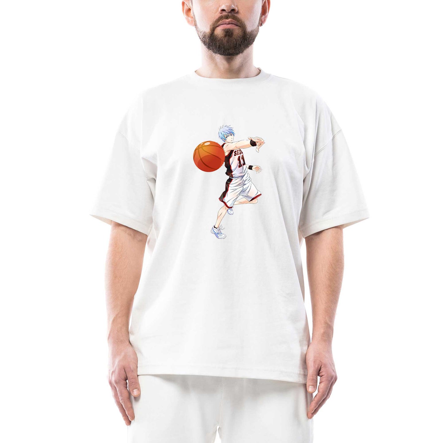 Baller Blue Anime Pass Oversize Beyaz Tişört