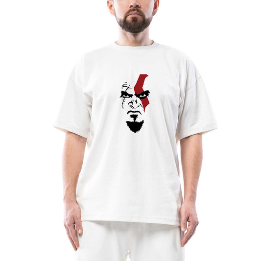 God Of War Kratos Face Oversize Beyaz Tişört