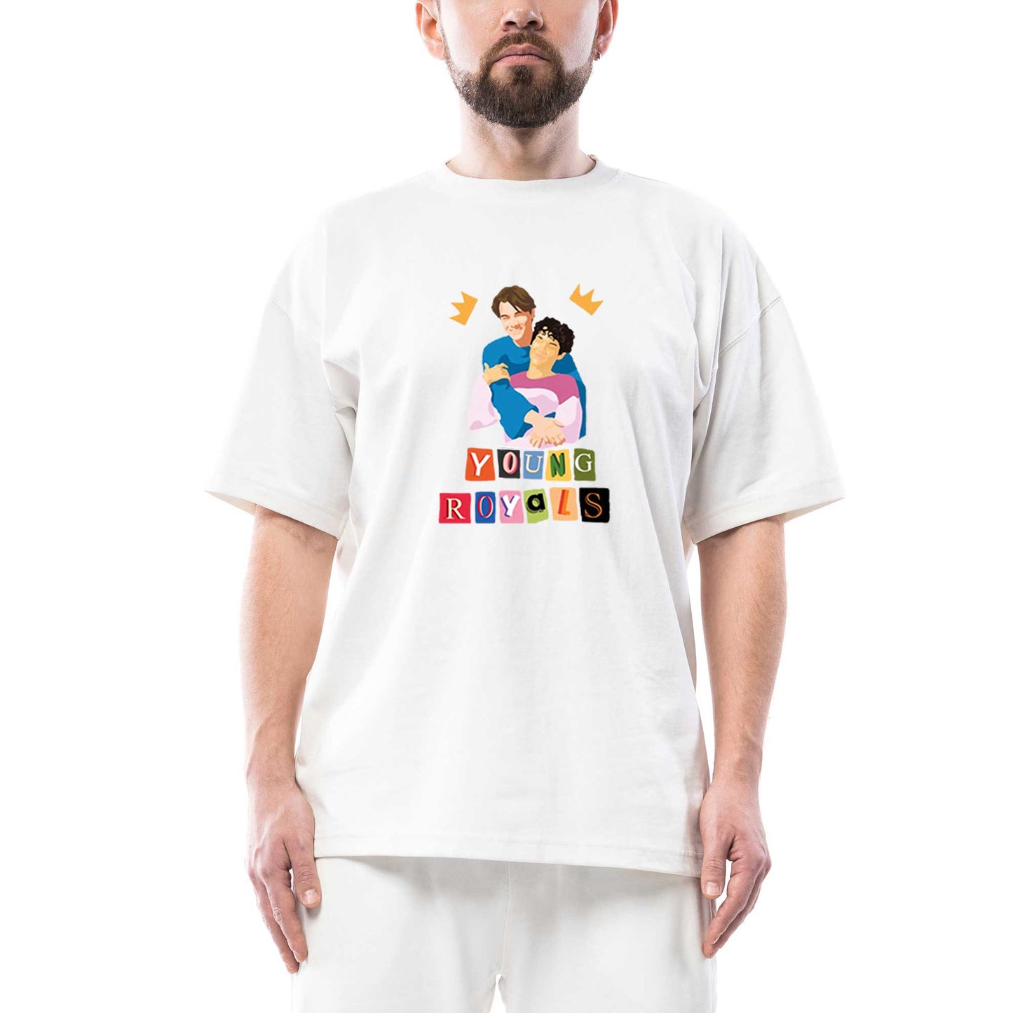 Young Royals Couple Oversize Beyaz Tişört