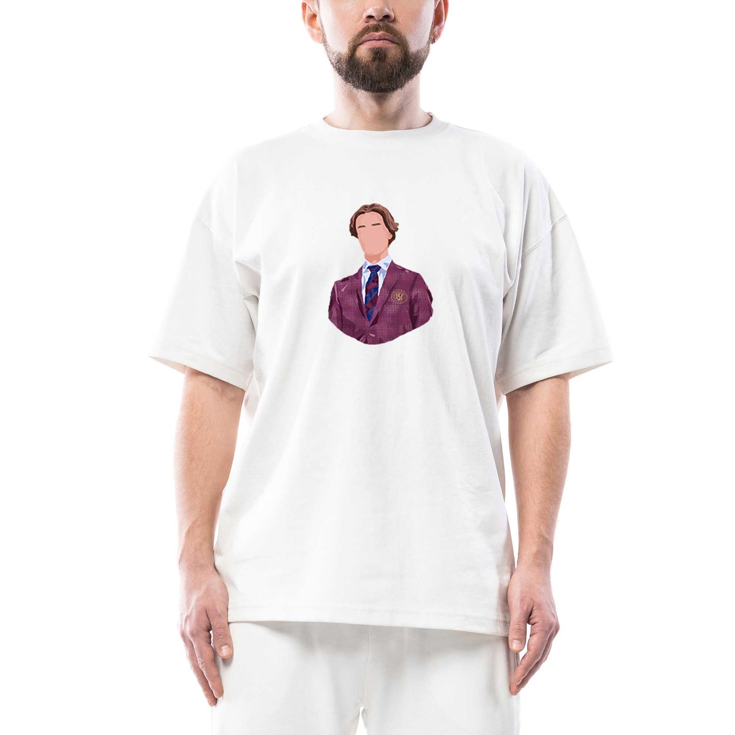 Young Royals College Student Wilhelm Oversize Beyaz Tişört