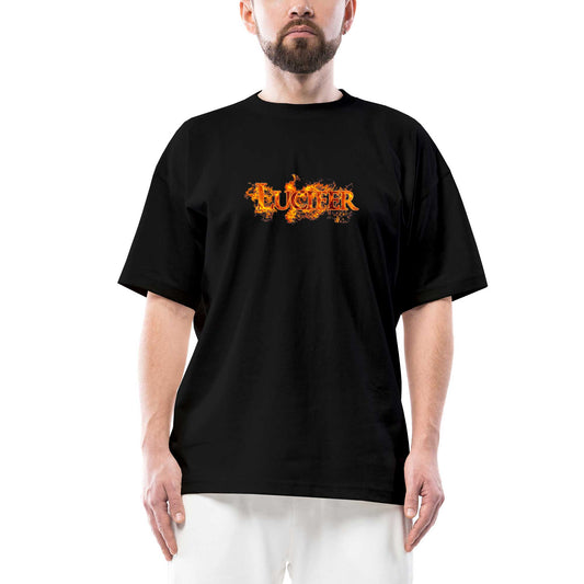 Lucifer Fire siyah oversize tişört