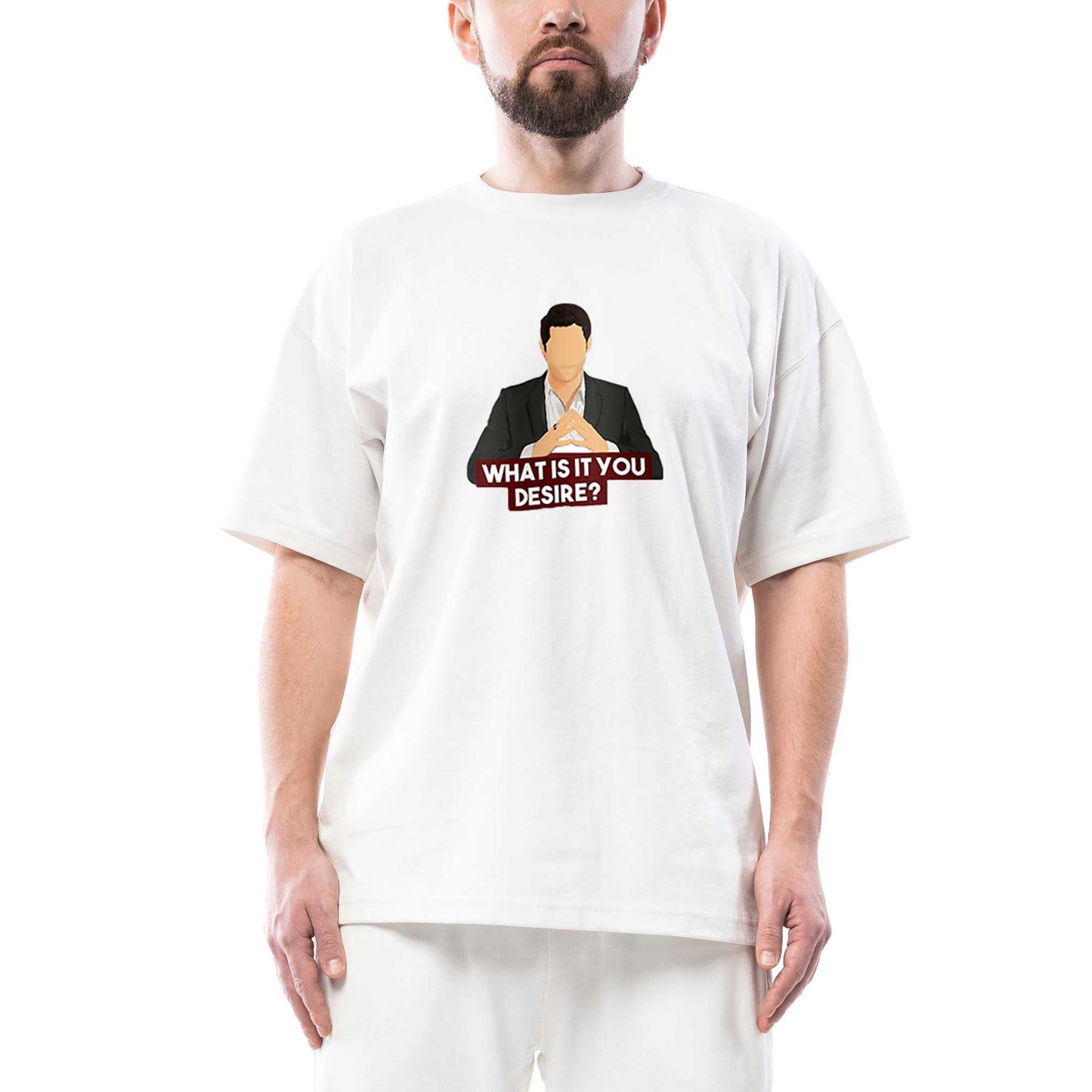 Lucifer What İs Your Desire Oversize Beyaz Tişört