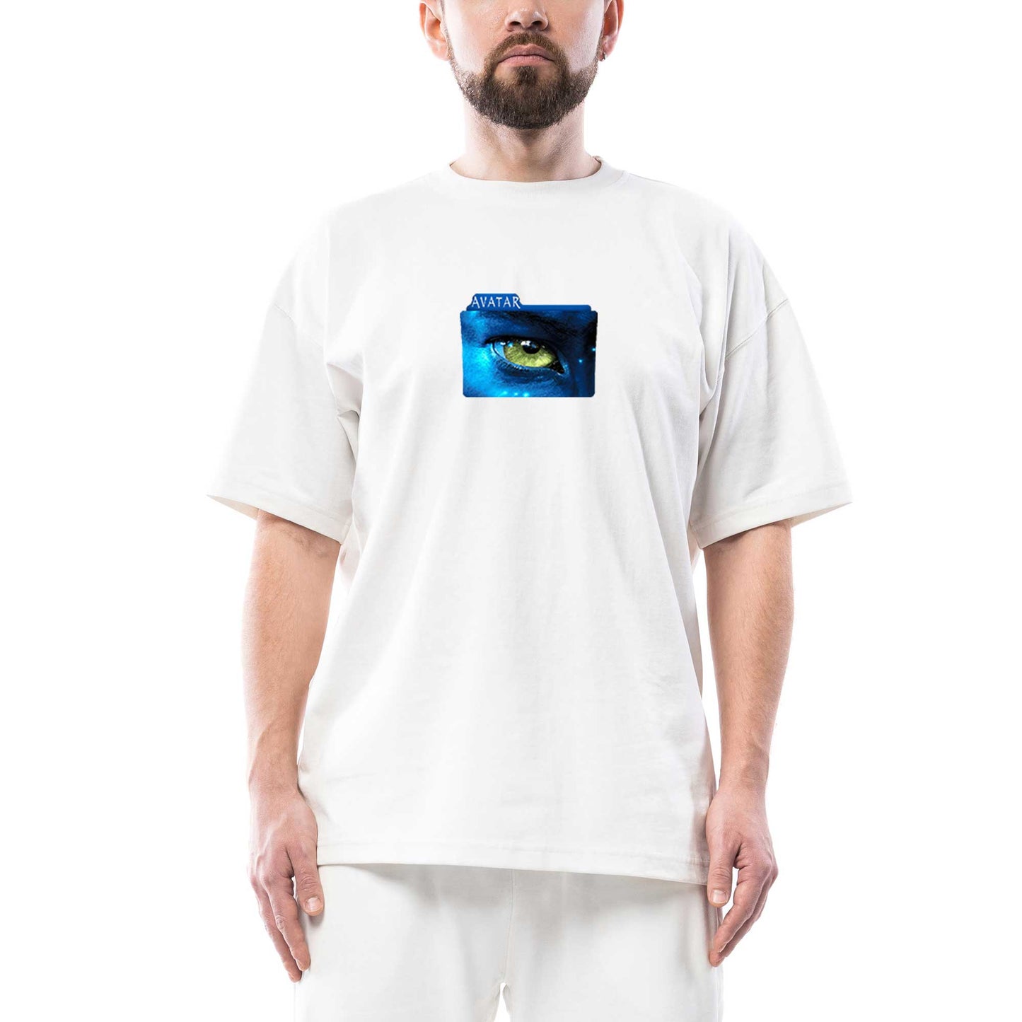 Avatar The Way of Water Blue Line Oversize Beyaz Tişört
