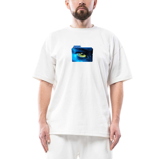 Avatar The Way of Water Blue Line Oversize Beyaz Tişört