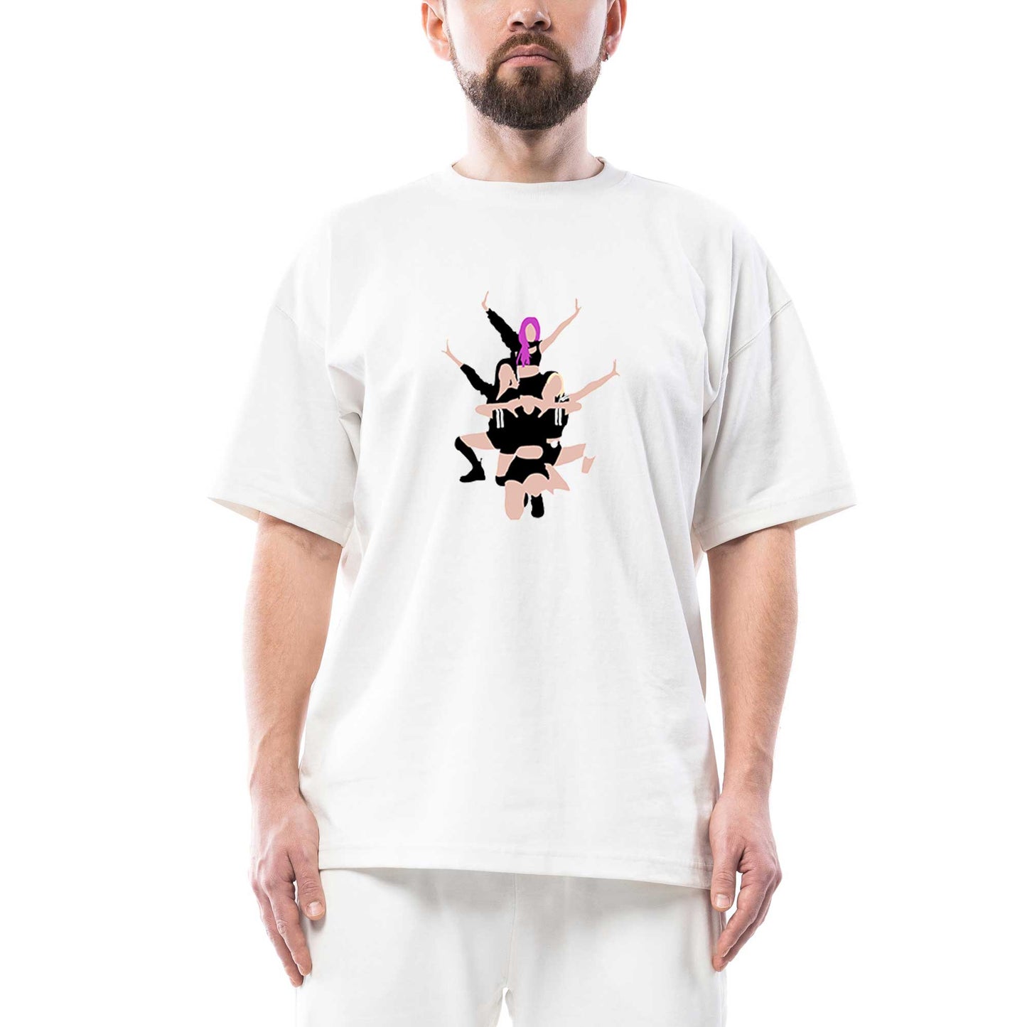 Blackpink Digital Simple Oversize Beyaz Tişört