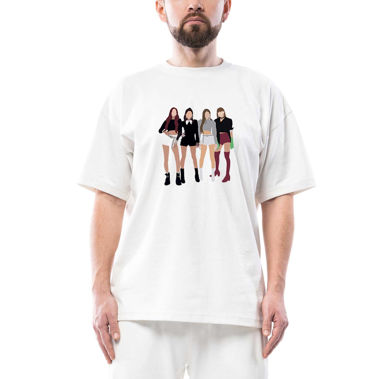 Blackpink Digital Oversize Beyaz Tişört