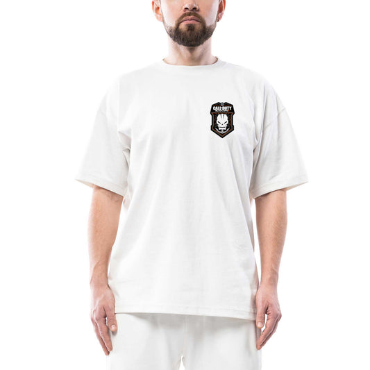 Call Of Duty Black Ops Skull Oversize Beyaz Tişört