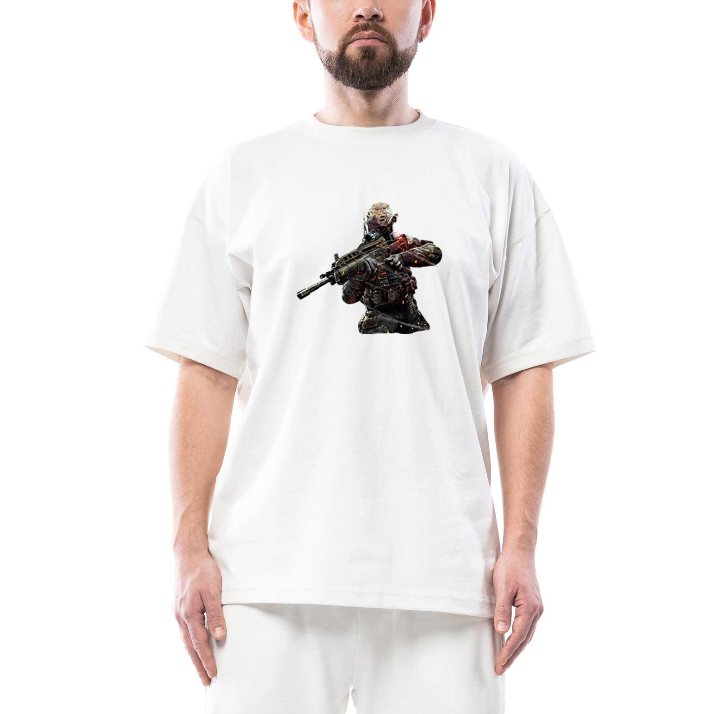 Call Of Duty Fighter Oversize Beyaz Tişört