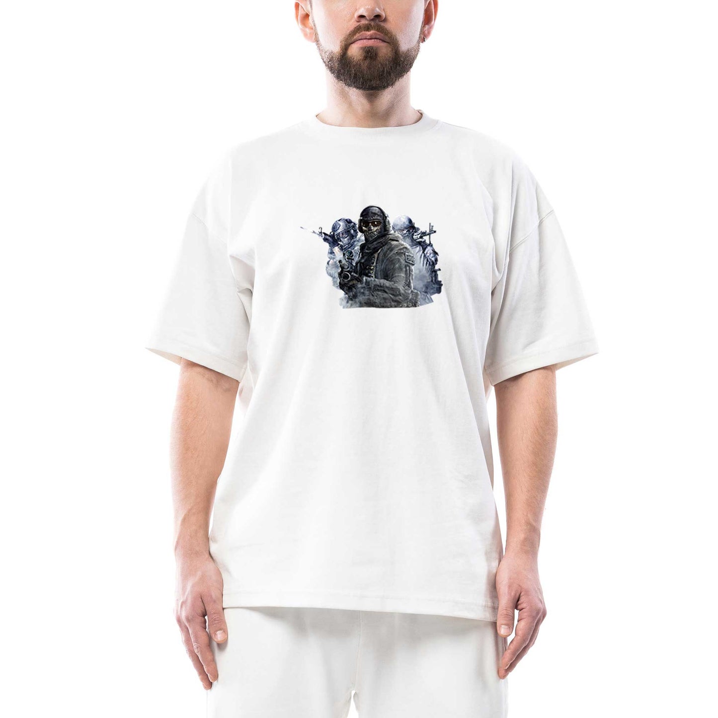 Call Of Duty Three Warriors Oversize Beyaz Tişört