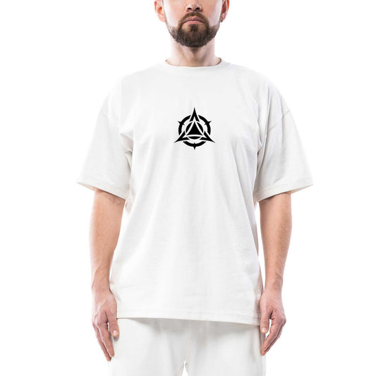 Black Triangle Circle Oversize Beyaz Tişört