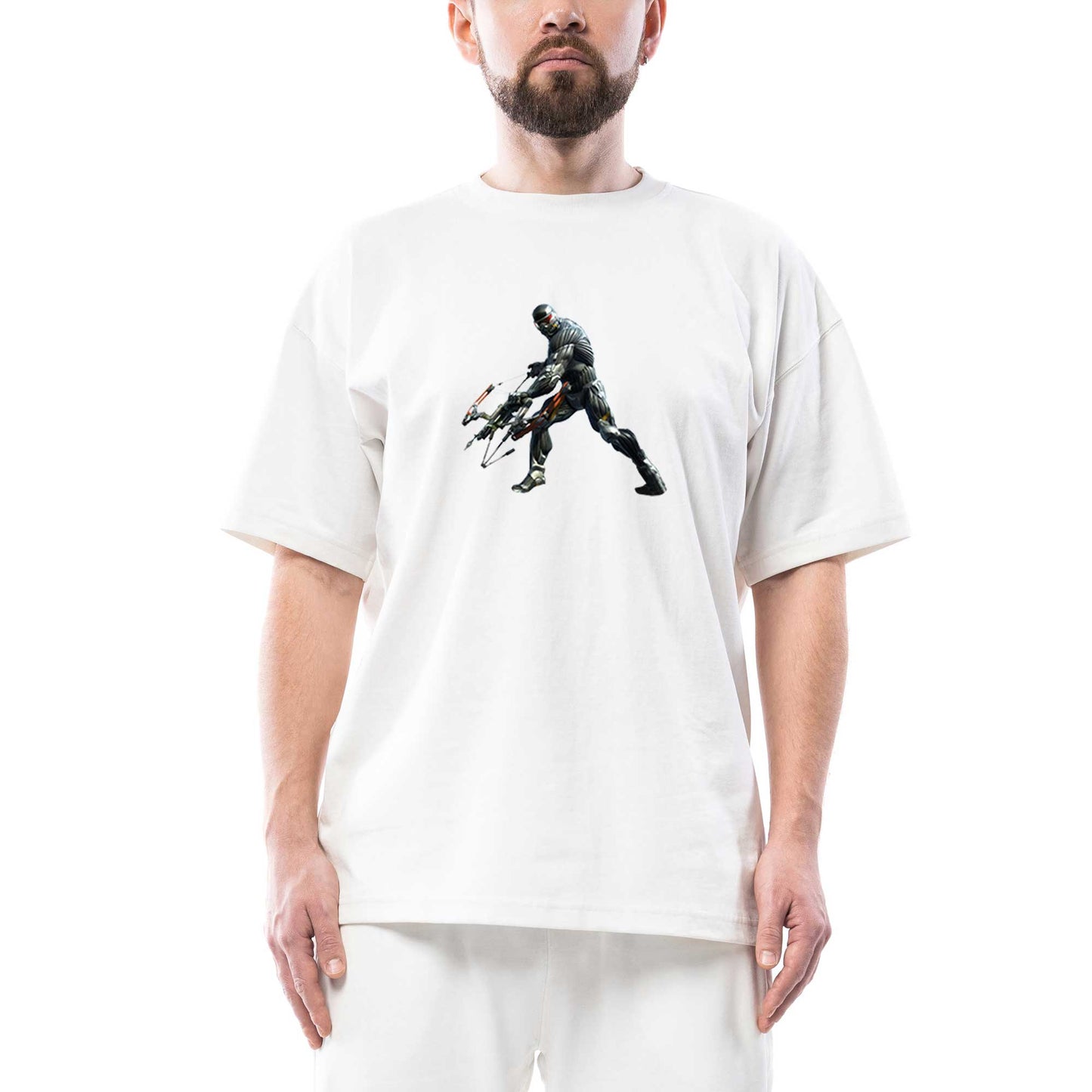 Crysis Warrior Oversize Beyaz Tişört