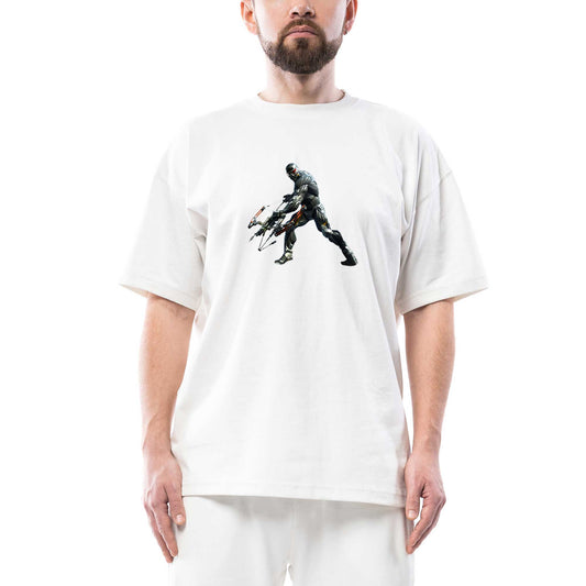 Crysis Warrior Oversize Beyaz Tişört