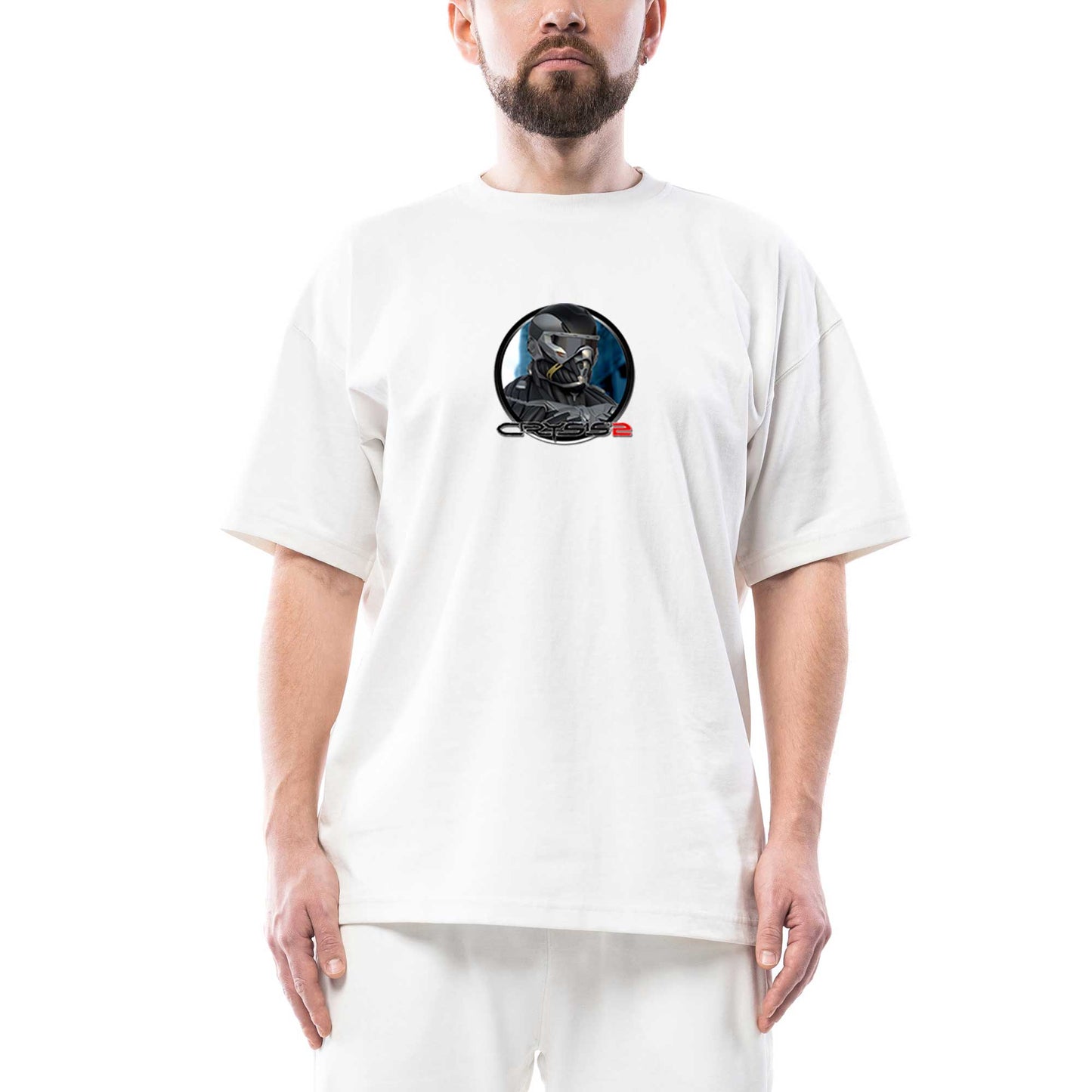 Crysis Masked Warrior Oversize Beyaz Tişört