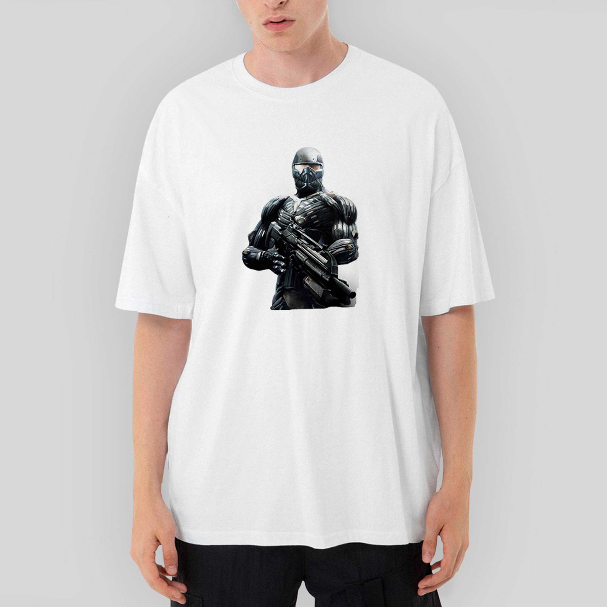 Crysis Black Fighter Oversize Beyaz Tişört