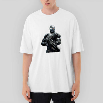 Crysis Black Fighter Oversize Beyaz Tişört