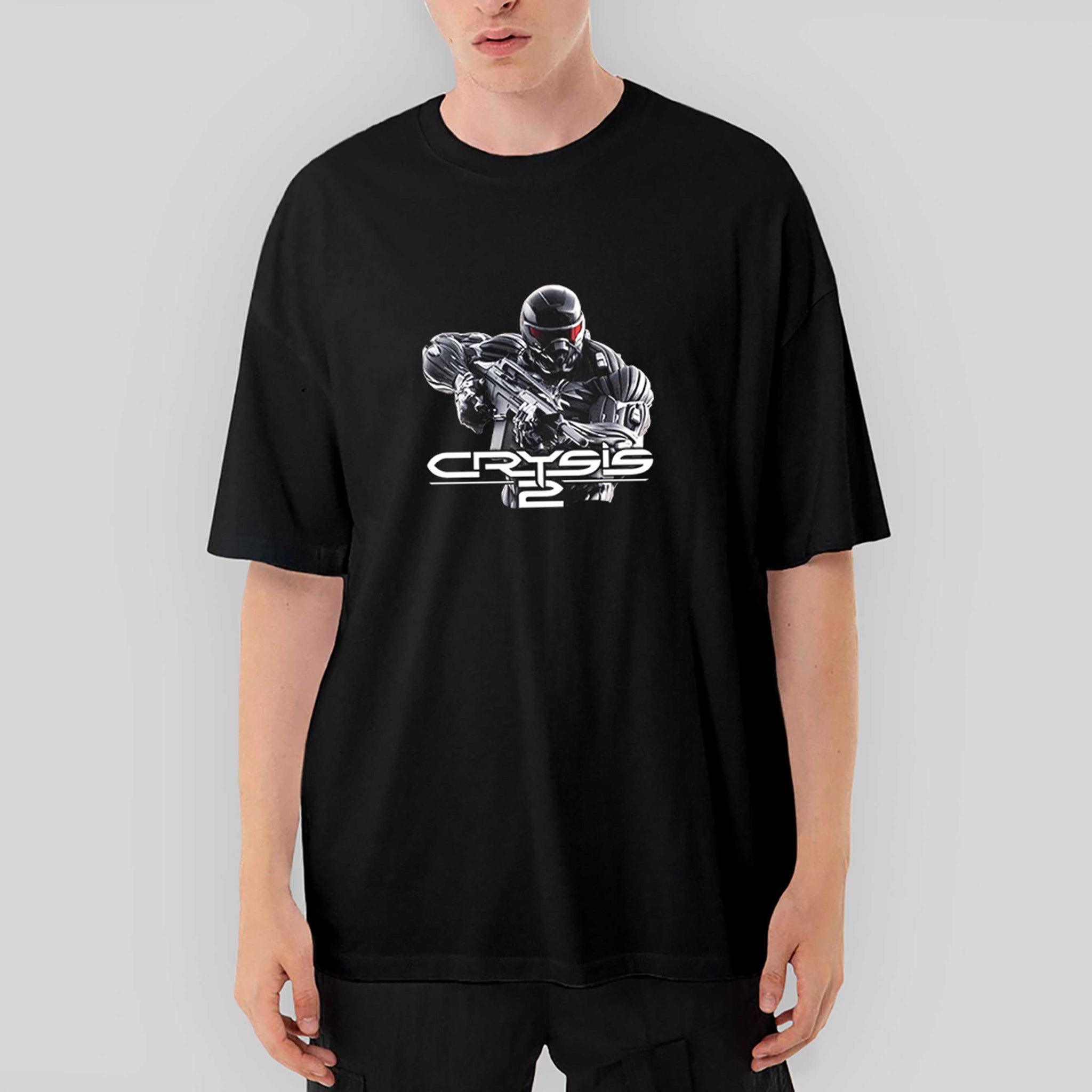 Crysis Black Masked Fighter Oversize Siyah Tişört
