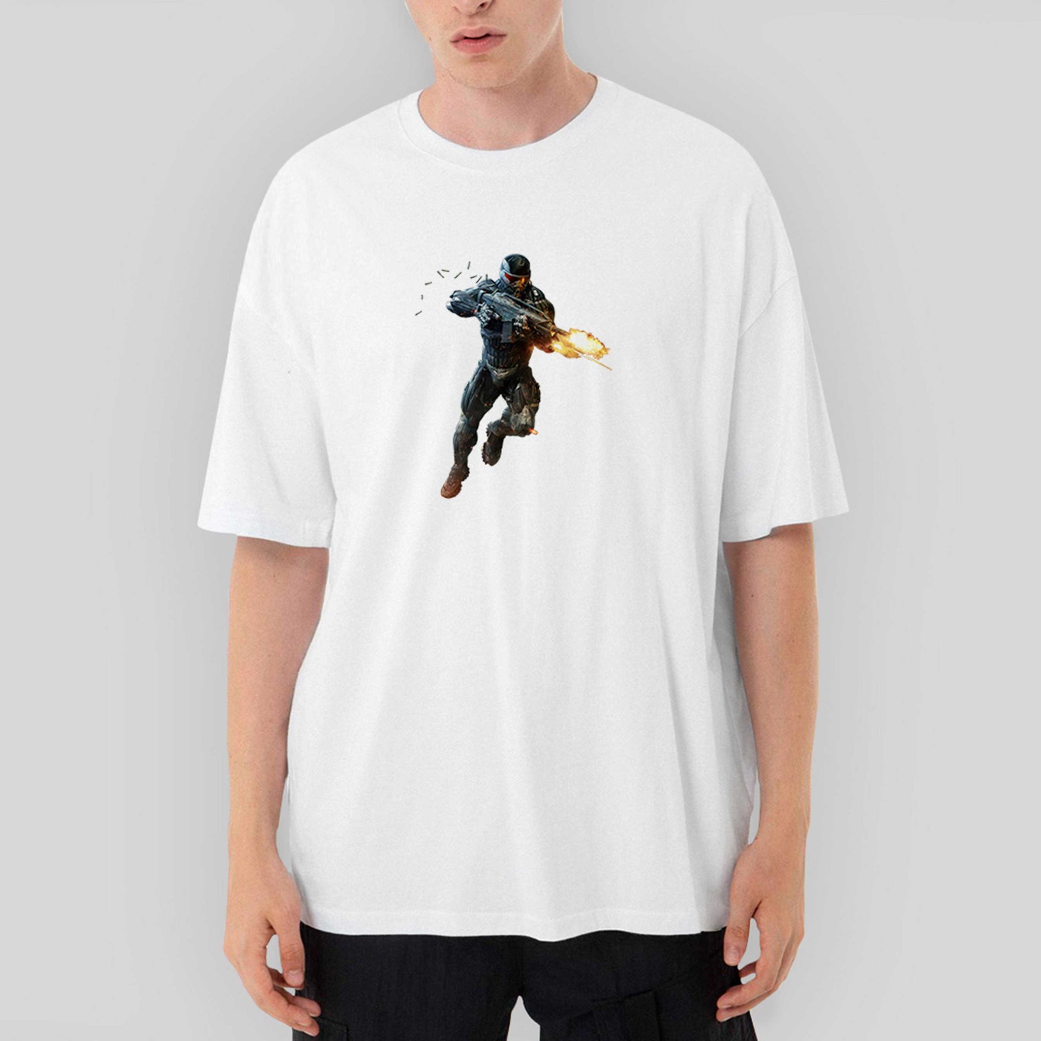 Crysis Fire Warrior Oversize Beyaz Tişört