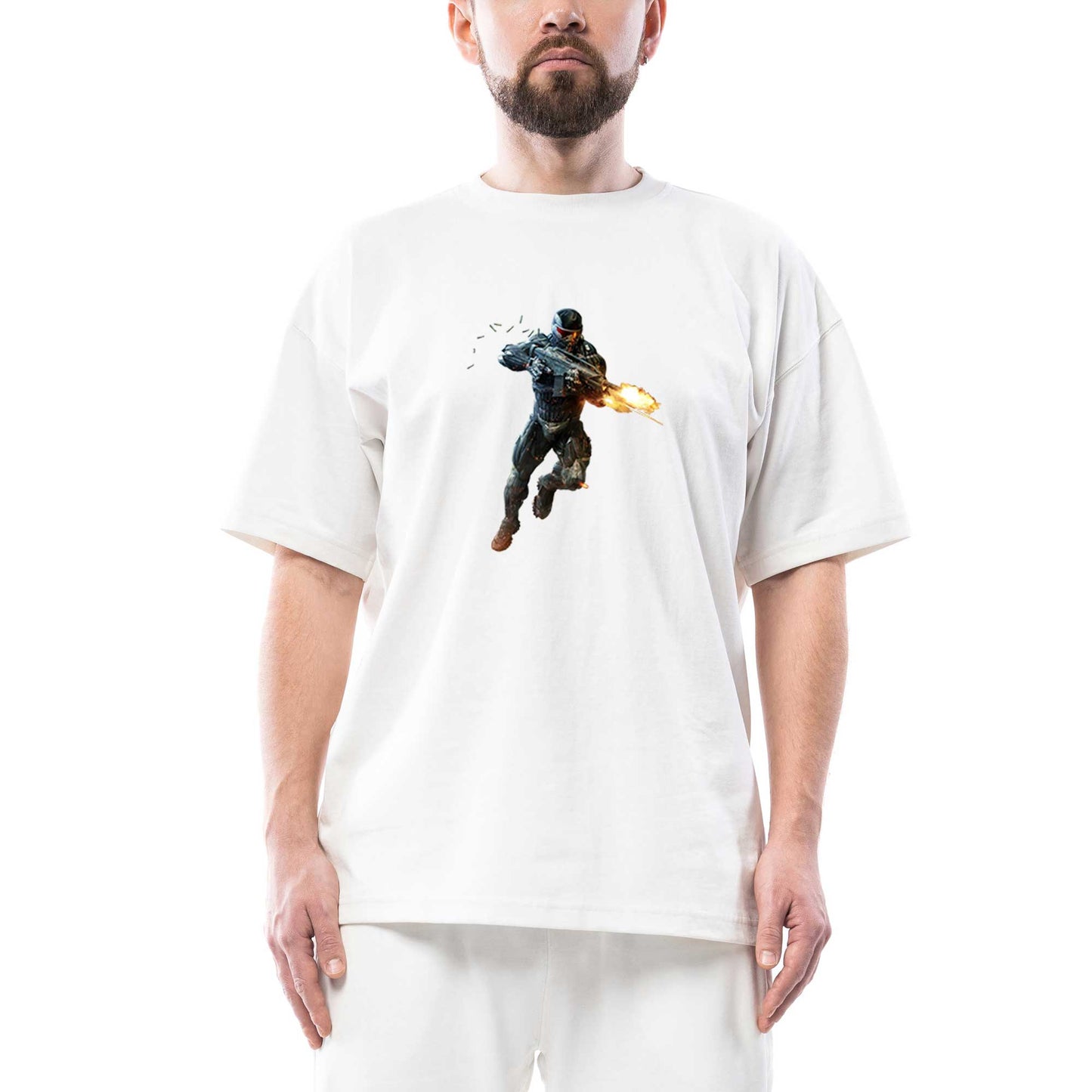 Crysis Fire Warrior Oversize Beyaz Tişört