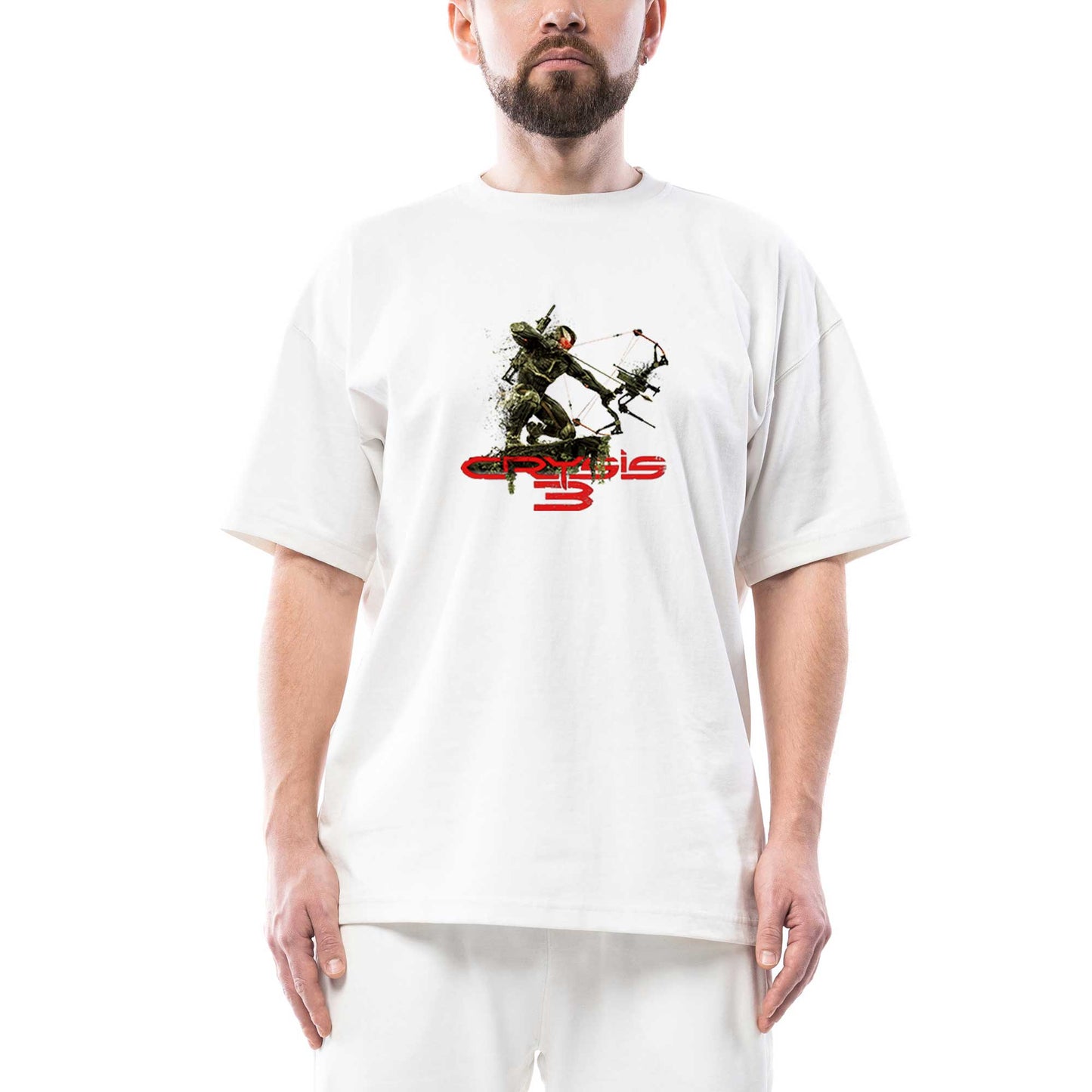 Crysis Level Three Warrior Oversize Beyaz Tişört