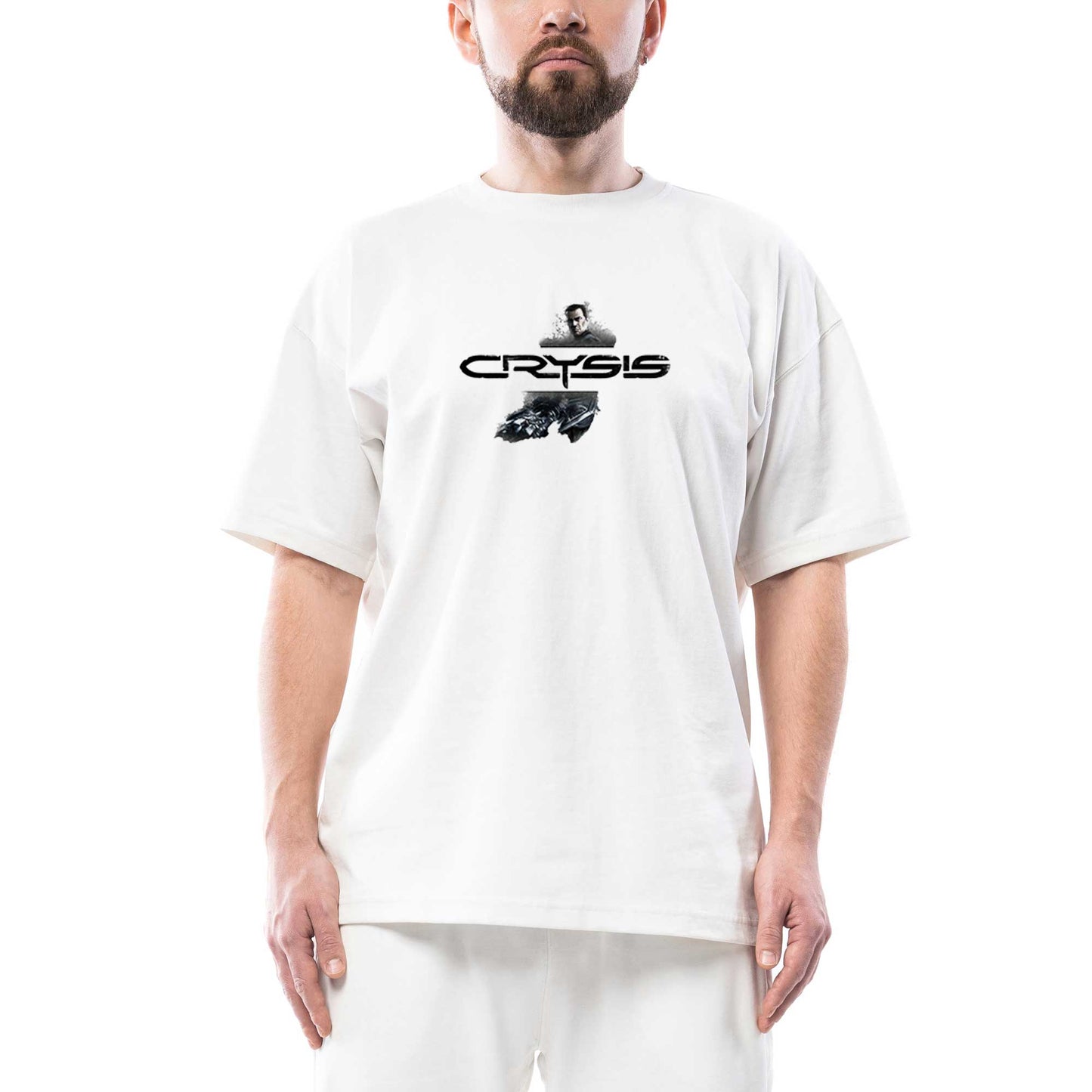 Crysis Stain Warrior Oversize Beyaz Tişört