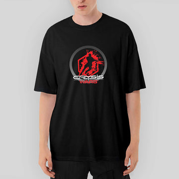 Crysis Wars Logo Oversize Siyah Tişört