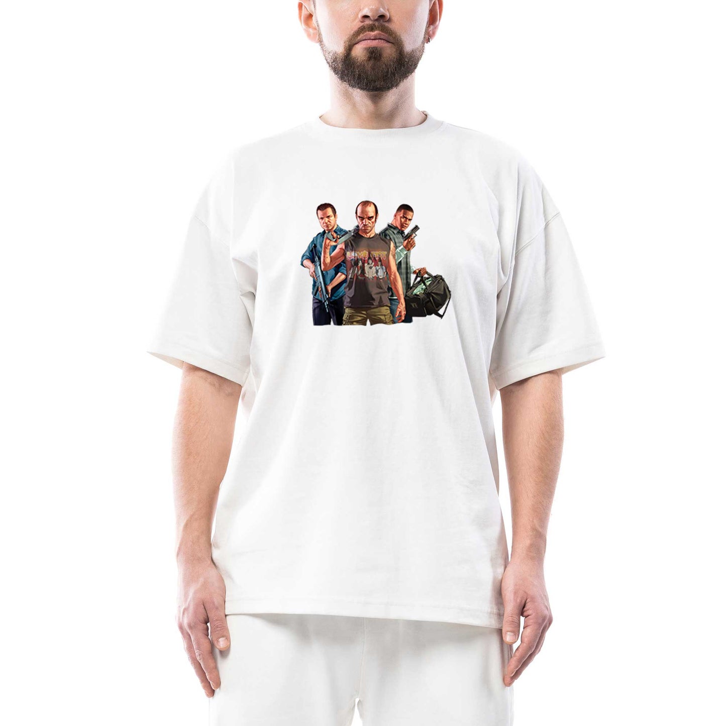 GTA Three Conspirator Oversize Beyaz Tişört