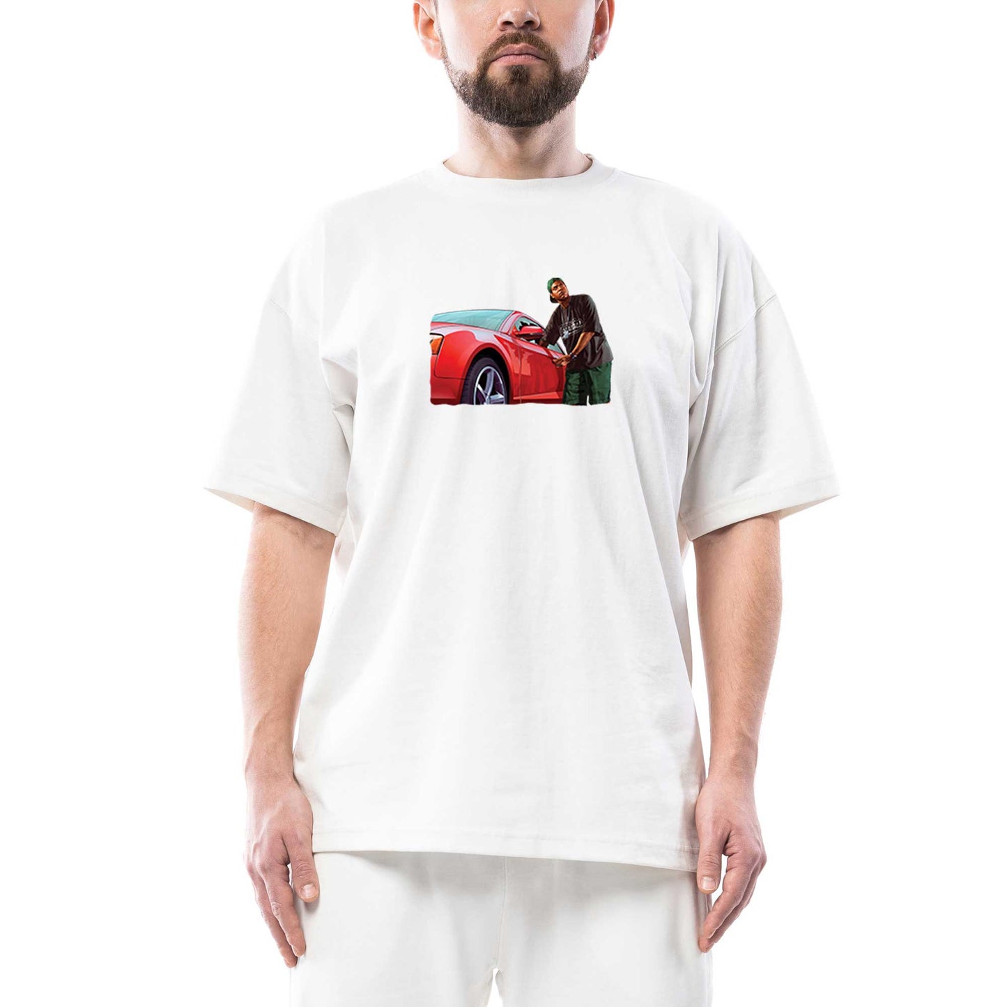 GTA Car Thief Man Oversize Beyaz Tişört