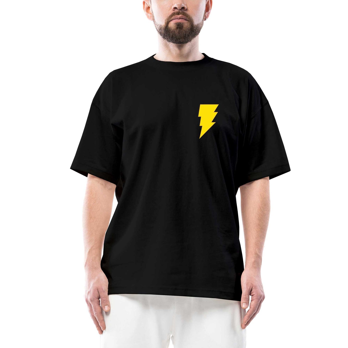 Black Adam Yellow Logo Oversize Siyah Tişört