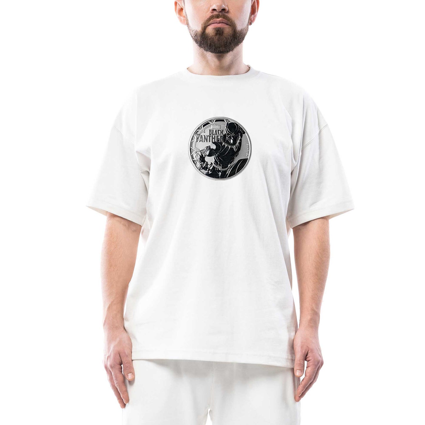 Marvel Black Panter Circle Oversize Beyaz Tişört