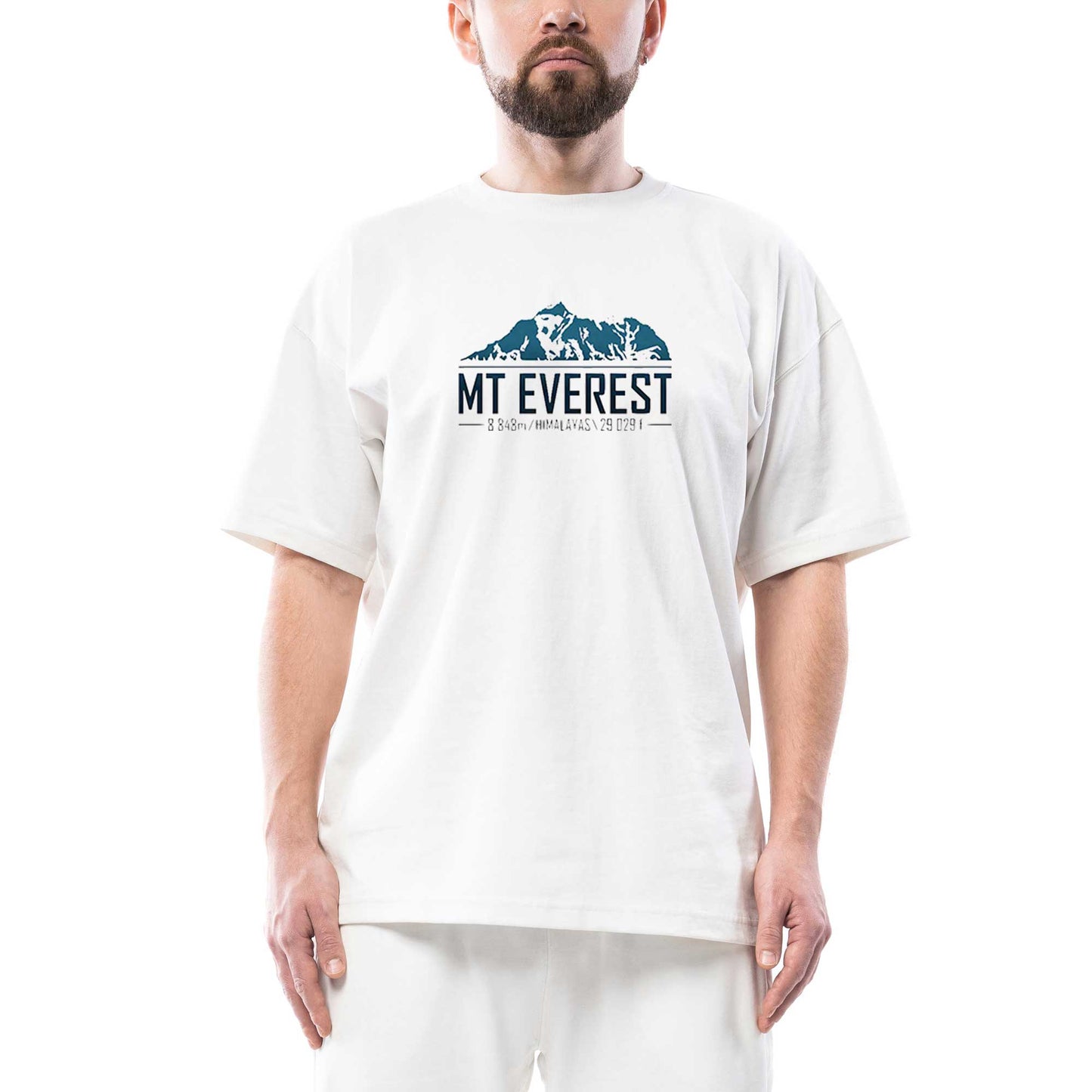 Everest 8848 m Oversize Beyaz Tişört