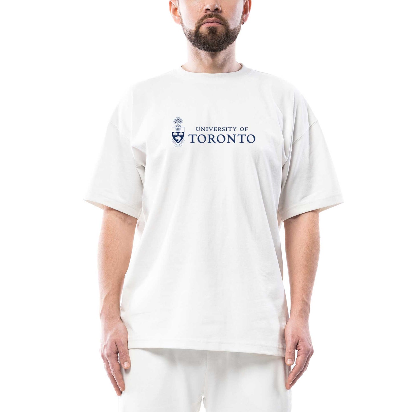 Toronto University Logo Oversize Beyaz Tişört