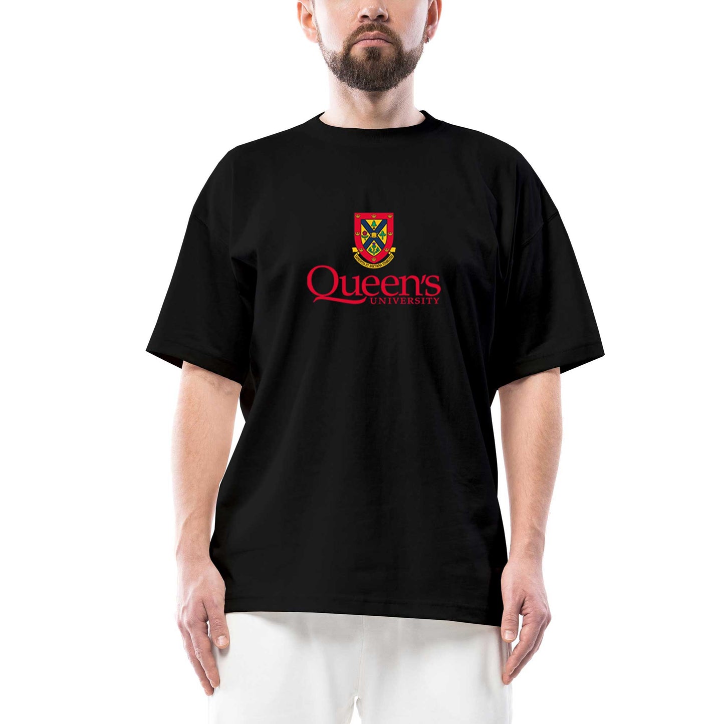 Queen's University Logo Oversize Siyah Tişört