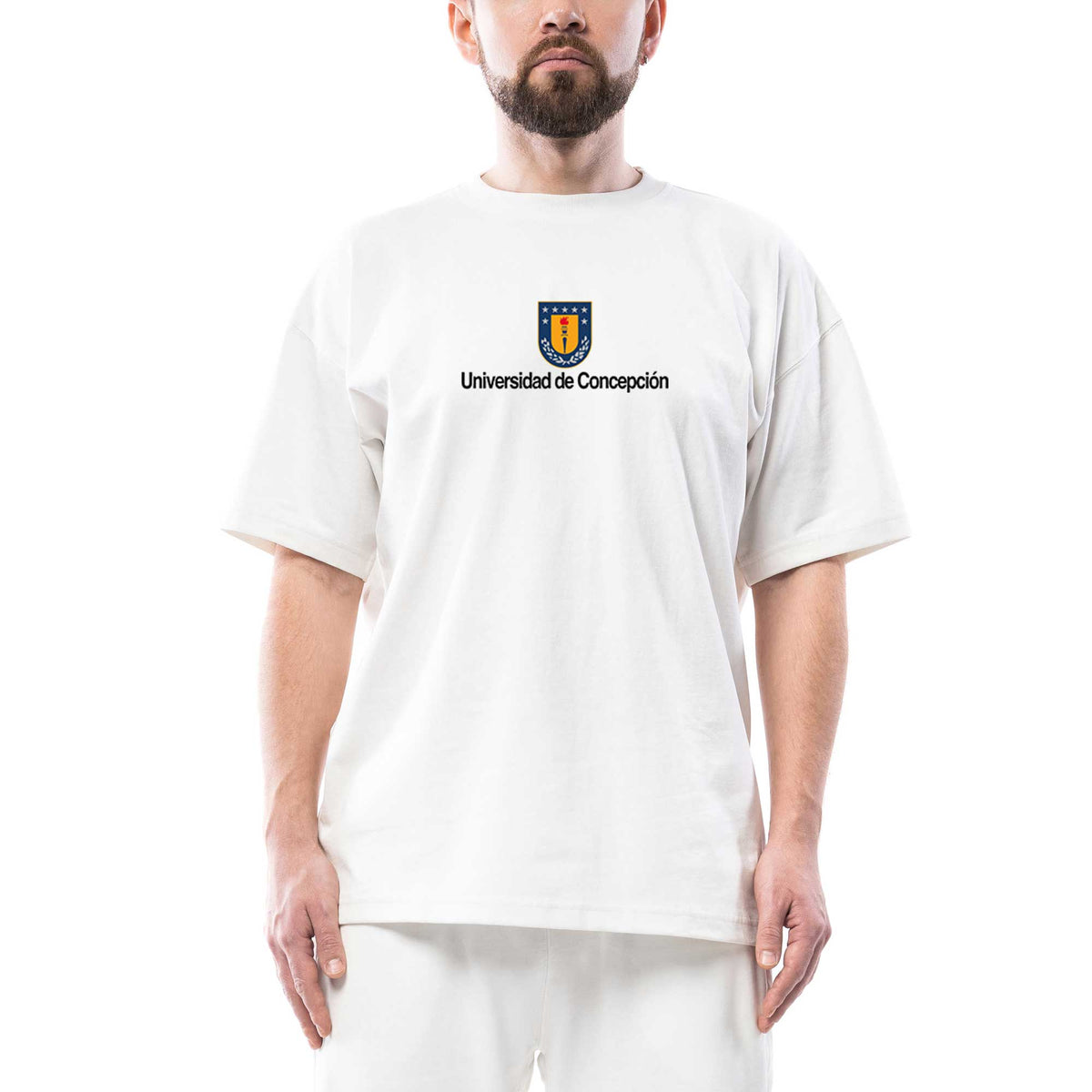 Concepcion University Logo beyaz oversize tişört