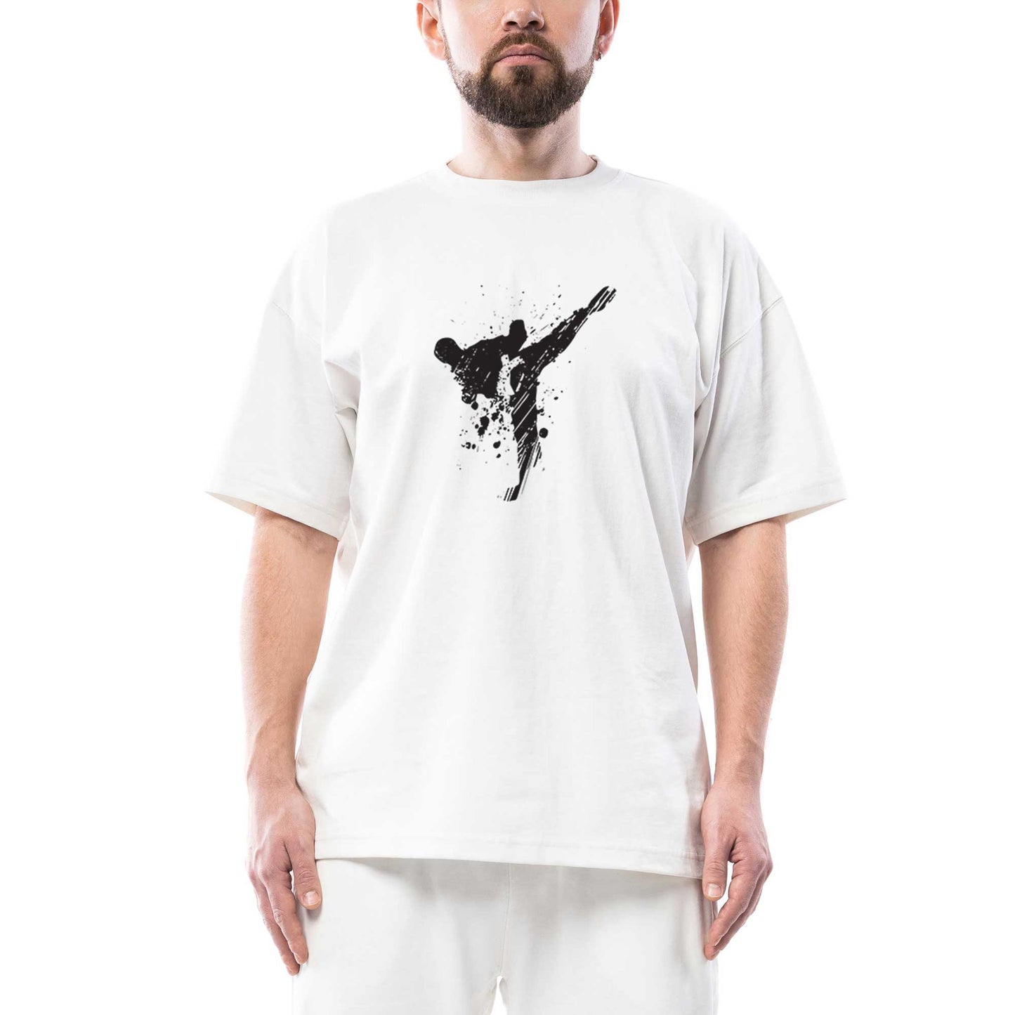 World Karete Fighter Oversize Beyaz Tişört