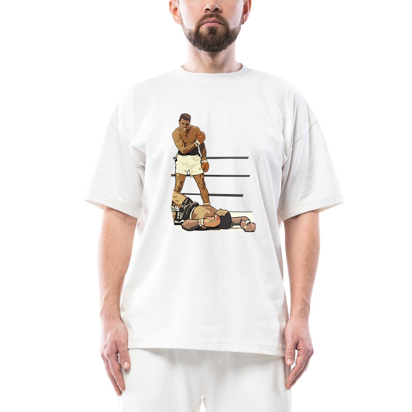 Muhammed Ali Winning Fighter Oversize Beyaz Tişört