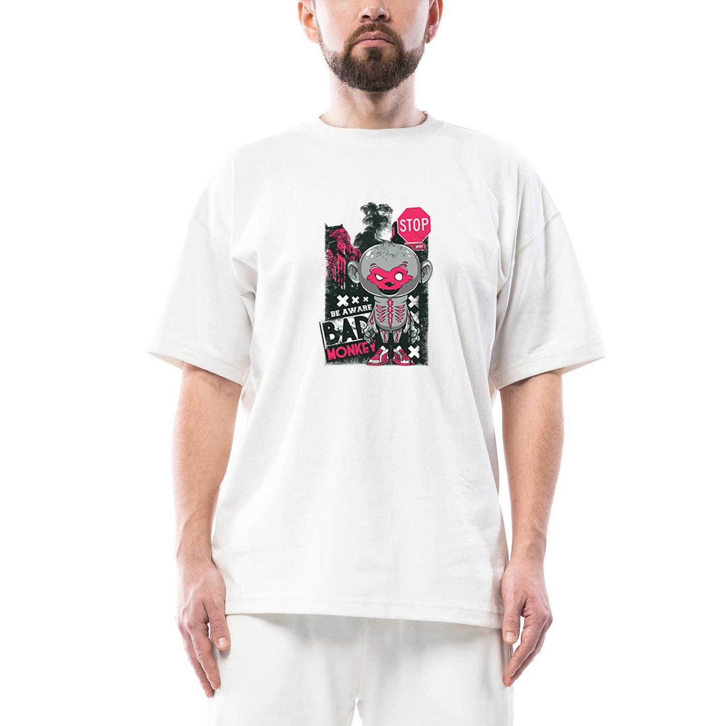 Bad Monkey AnimatIron Oversize Beyaz Tişört